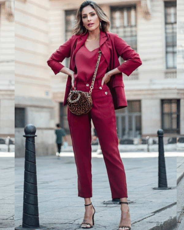 RED GATHERED SLEEVE BLAZER - Image 3