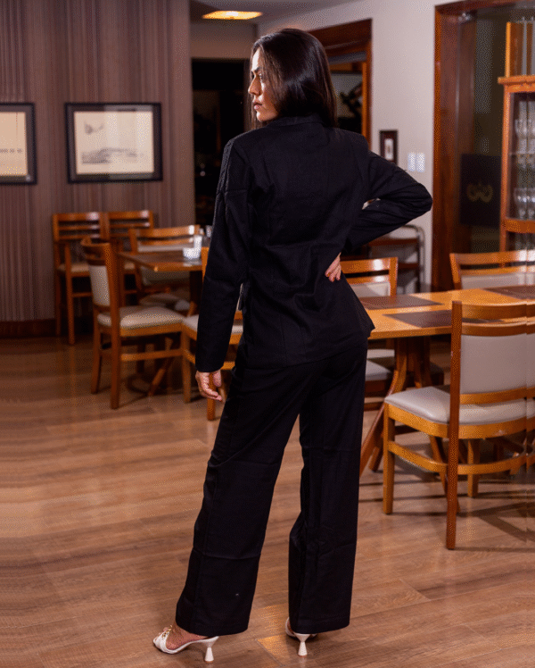 BLACK LINEN BLAZER WITH POCKETS - Image 4