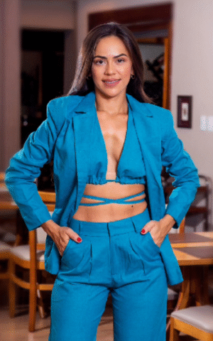 BLUISH LINEN BLAZER WITH POCKETS