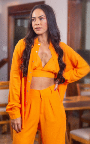 ORANGE V-NECK CROP TOP